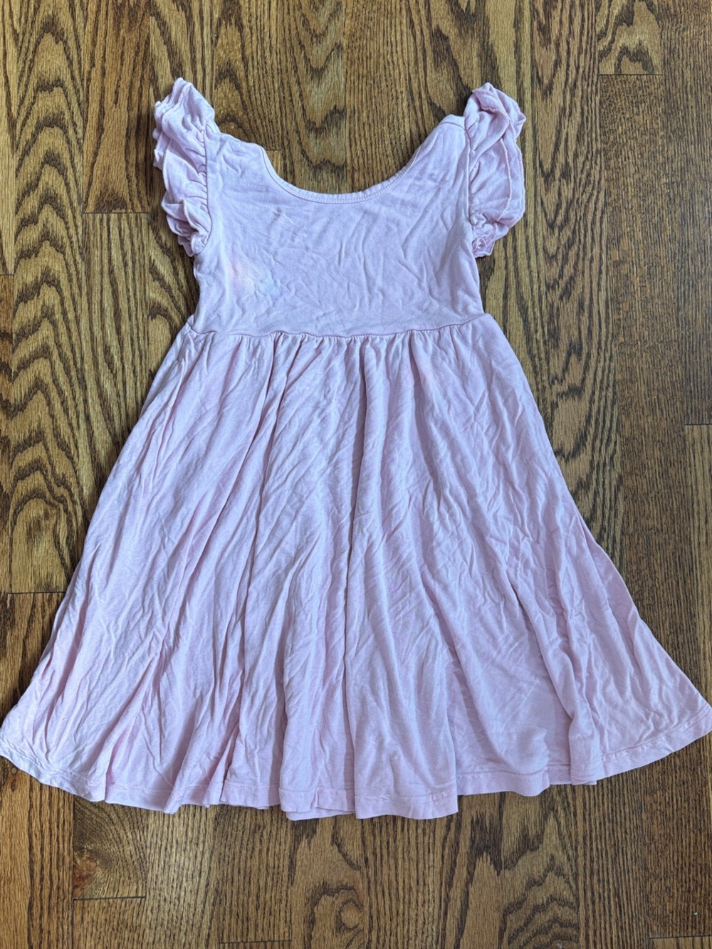 Play by Little Sleepies pink bamboo, twirl flutter sleeve dress, size 5.